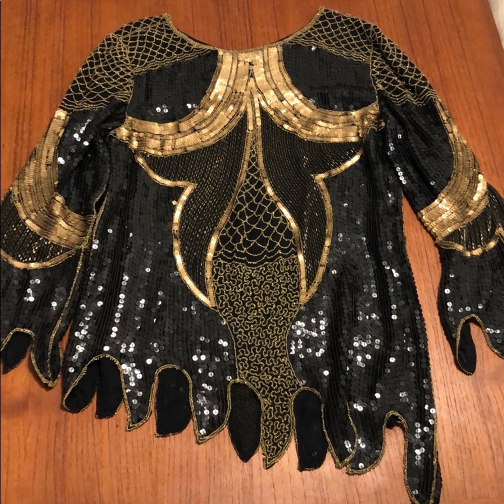 VINTAGE HAND BEADED Long Sleeve Top |  Gatsby Feel - Picture 7 of 8